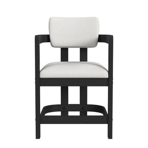 Portland Arm Counter Stool with White Fabric in Black (2 Per Carton) - In Home Furniture (San Antonio, TX)
