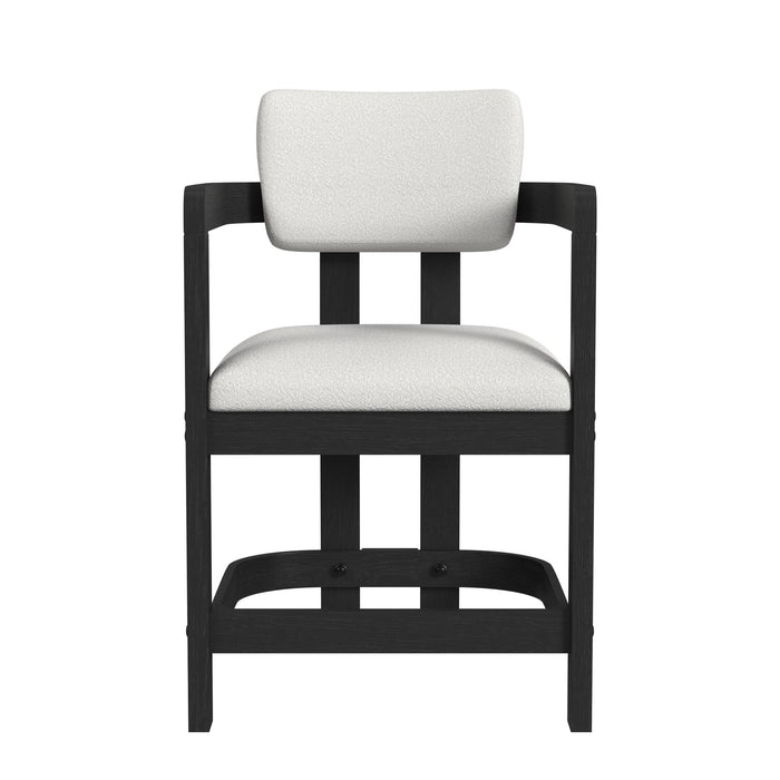 Portland Arm Counter Stool with White Fabric in Black (2 Per Carton) - In Home Furniture (San Antonio, TX)