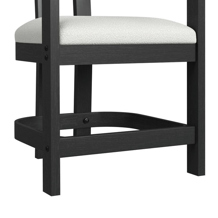Portland Arm Counter Stool with White Fabric in Black (2 Per Carton) - In Home Furniture (San Antonio, TX)