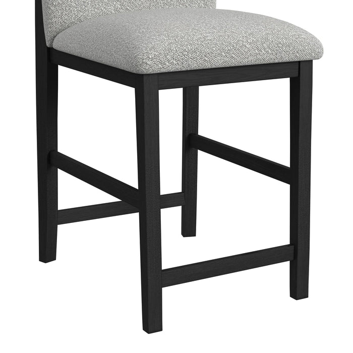 Portland Round Back Barstool with Grey Fabric in Black (2 Per Carton) - In Home Furniture (San Antonio, TX)