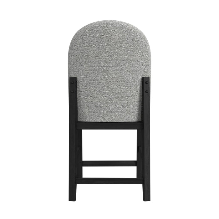 Portland Round Back Counter Stool with Grey Fabric in Black (2 Per Carton) - In Home Furniture (San Antonio, TX)
