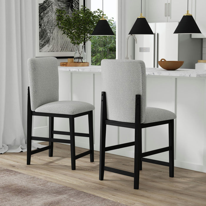 Portland Square Back Barstool with Grey Fabric in Black (2 Per Carton) - In Home Furniture (San Antonio, TX)