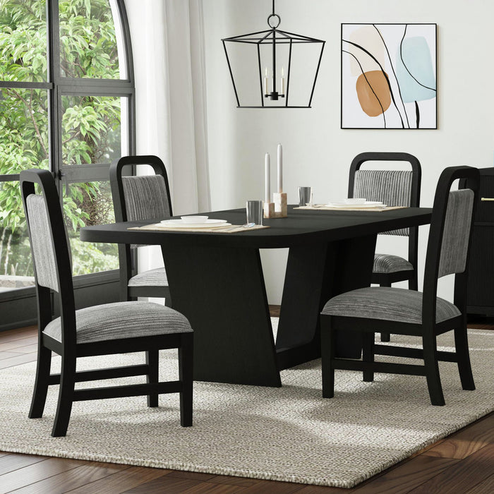 Ridgemont Dining Side Chair with Grey Fabric in Black with Grain (2 Per Carton) - In Home Furniture (San Antonio, TX)