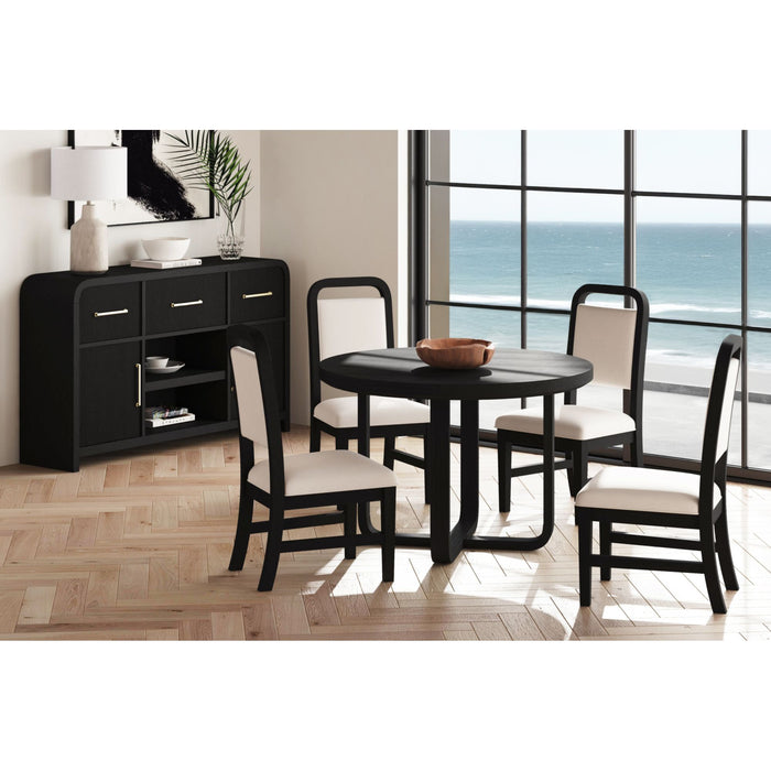 Ridgemont Dining Side Chair with White Fabric in Black with Grain (2 Per Carton) - In Home Furniture (San Antonio, TX)
