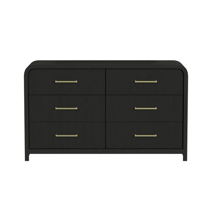 Ridgemont 6-Drawer Dresser in Black with Grain