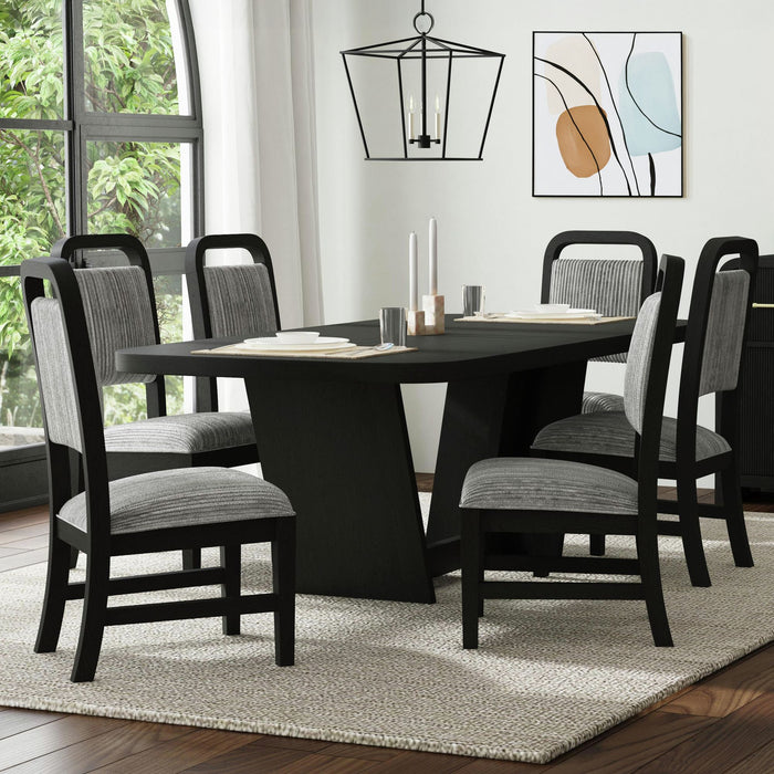 Ridgemont Dining Side Chair with Grey Fabric in Black with Grain (2 Per Carton) - In Home Furniture (San Antonio, TX)