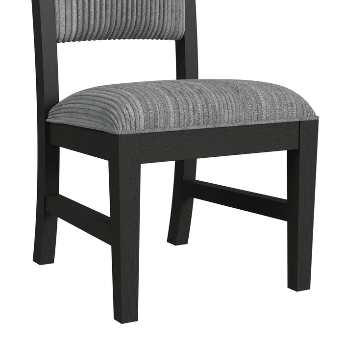 Ridgemont Standard Height Dining Set in Black with Grain-Table and Four Grey Fabric Chairs - In Home Furniture (San Antonio, TX)
