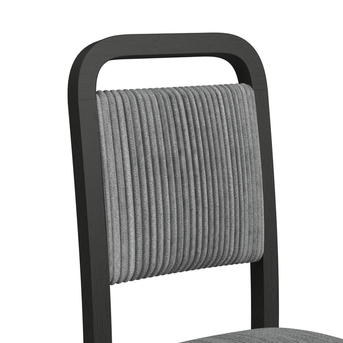 Ridgemont Dining Side Chair with Grey Fabric in Black with Grain (2 Per Carton) - In Home Furniture (San Antonio, TX)