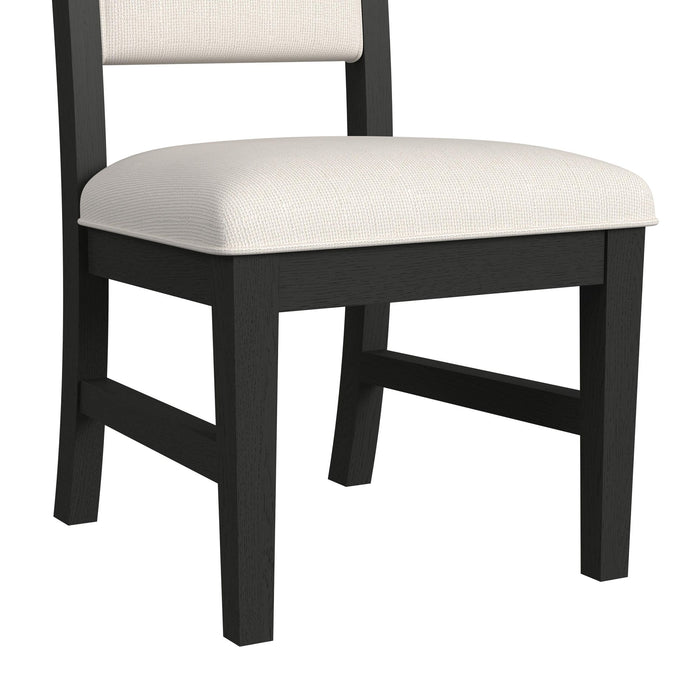 Ridgemont Standard Height Dining Set in Black with Grain-Table and Four Grey Fabric Chairs - In Home Furniture (San Antonio, TX)