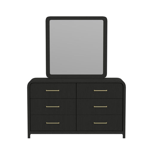 Ridgemont Dresser and Mirror Set in Black with Grain - In Home Furniture (San Antonio, TX)