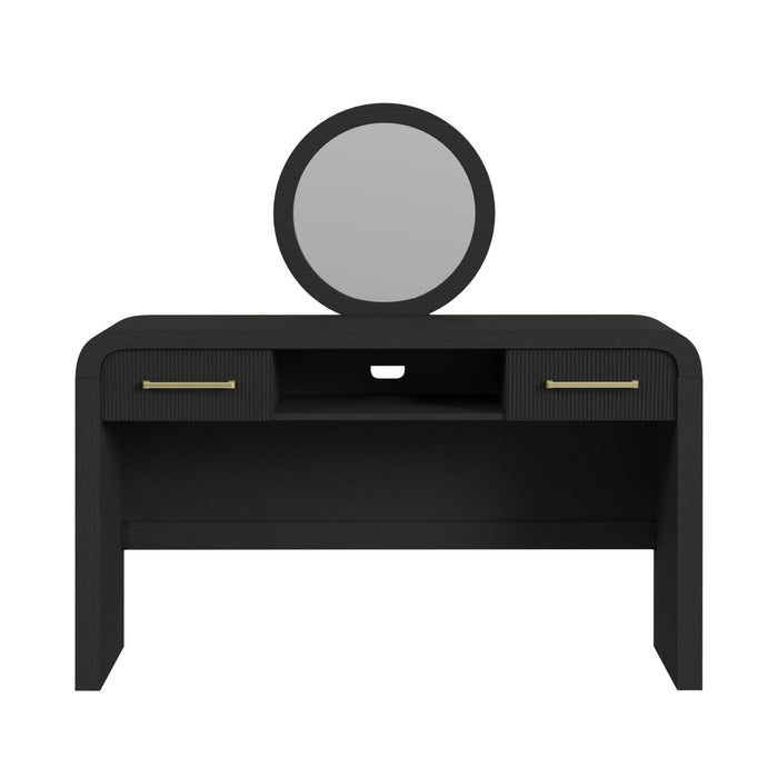 Ridgemont Dressing Table and Mirror in Black with Grain - In Home Furniture (San Antonio, TX)