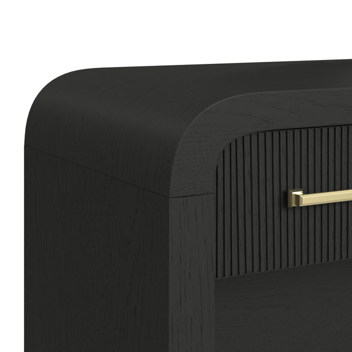 Ridgemont Dressing Table and Mirror in Black with Grain - In Home Furniture (San Antonio, TX)