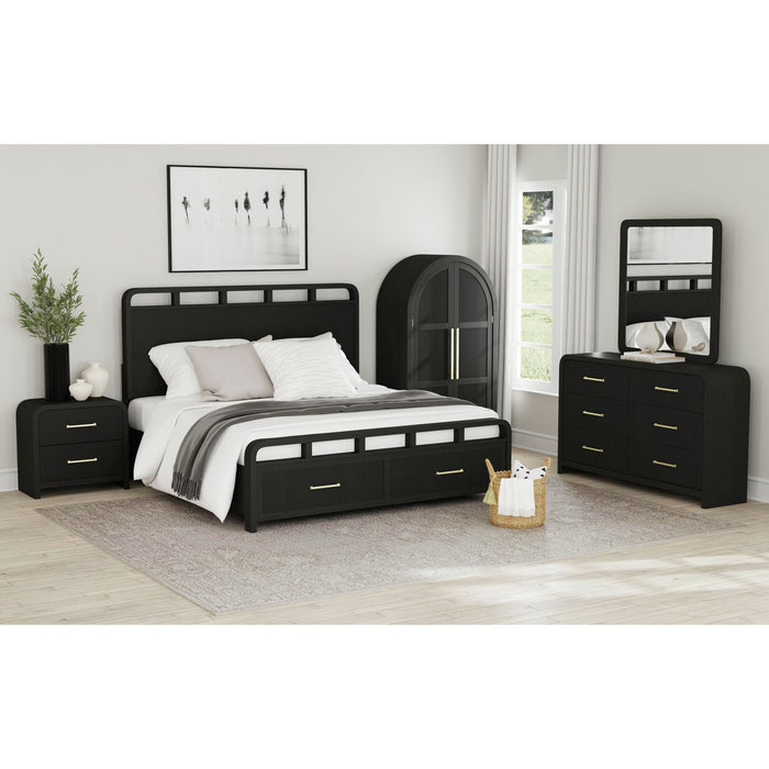 Ridgemont Storage Bed in Black with Grain - In Home Furniture (San Antonio, TX)