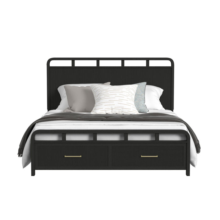 Ridgemont Storage Bed in Black with Grain - In Home Furniture (San Antonio, TX)