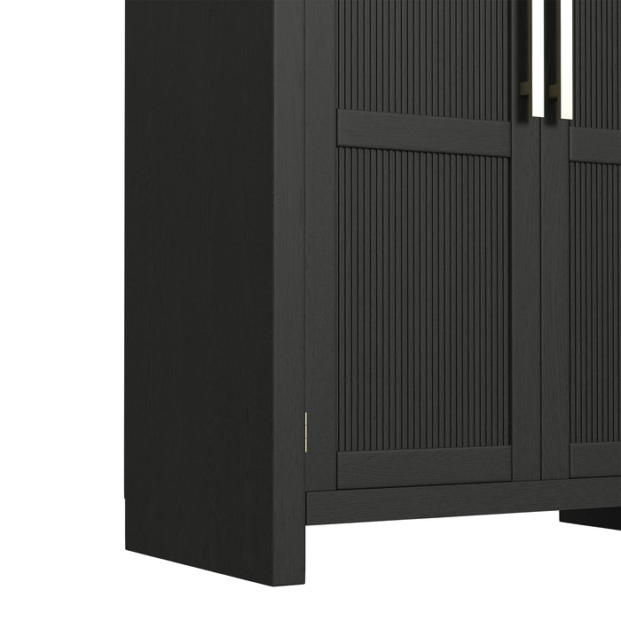 Ridgemont Large Bookcase in Black with Grain - In Home Furniture (San Antonio, TX)