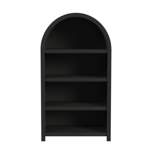 Ridgemont Open Bookcase in Black with Grain - In Home Furniture (San Antonio, TX)