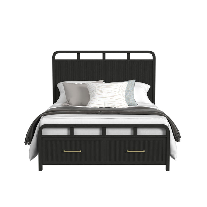 Ridgemont Storage Bed in Black with Grain - In Home Furniture (San Antonio, TX)