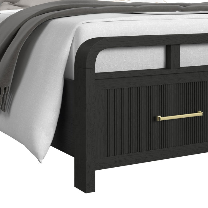 Ridgemont Storage Bed in Black with Grain - In Home Furniture (San Antonio, TX)