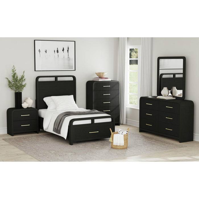 Ridgemont Storage Bed in Black with Grain - In Home Furniture (San Antonio, TX)