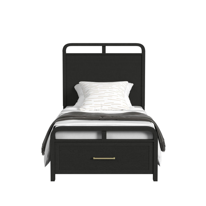 Ridgemont Storage Bed in Black with Grain - In Home Furniture (San Antonio, TX)