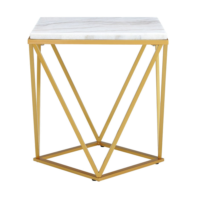 Riko 2PC Occasional Table Set in Gold-Coffee Table & End Table - In Home Furniture (San Antonio, TX)