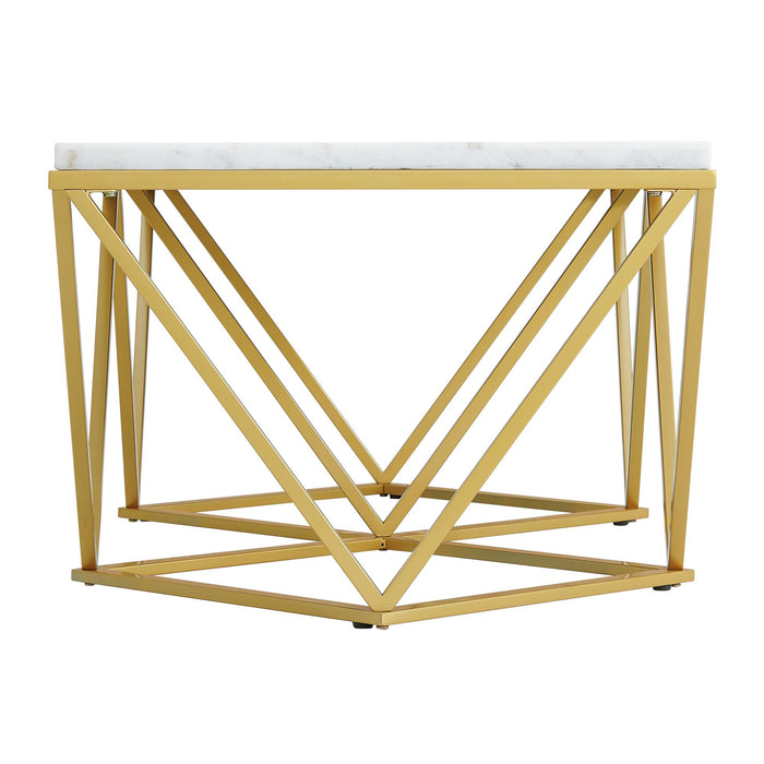 Riko Rectangular Coffee Table W/Gold Metal Leg