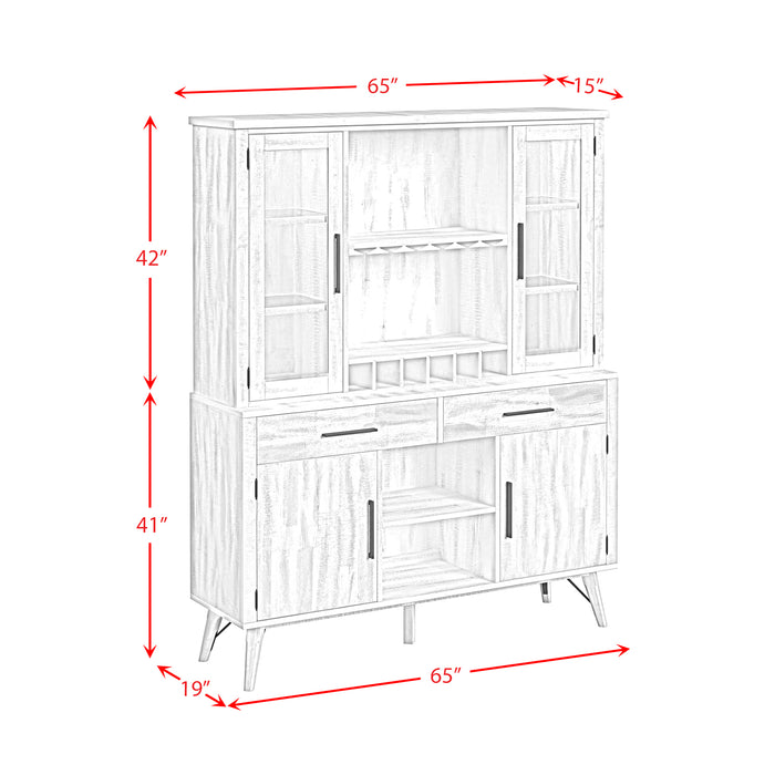 Rogen Rustic Buffet & Hutch with LED in Rustic White