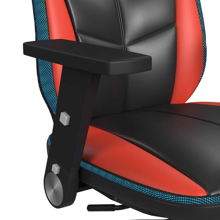 Rollins Gaming Chair with LED and Speaker in Black and Red - 3A Packing - In Home Furniture (San Antonio, TX)