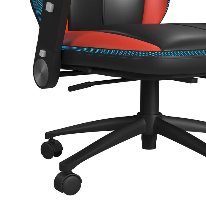 Rollins Gaming Chair with LED and Speaker in Black and Red - 3A Packing - In Home Furniture (San Antonio, TX)
