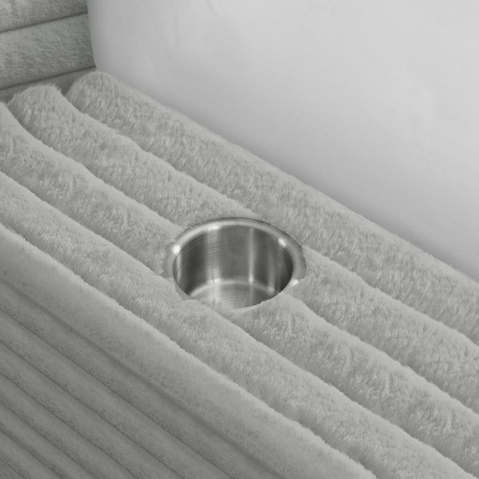 Rosebery UPH Bed with 2 Pillows in Light Grey Corduroy - In Home Furniture (San Antonio, TX)