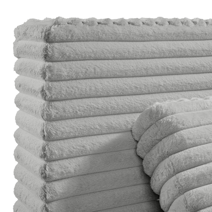 Rosebery UPH Bed with 2 Pillows in Light Grey Corduroy - In Home Furniture (San Antonio, TX)