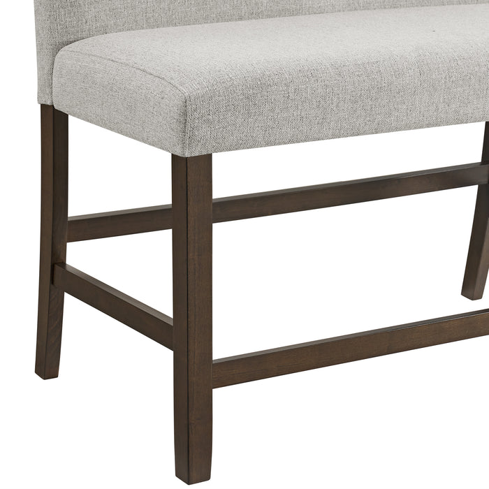 Seneca Counter 3PC Corner Bench with Grey Fabric in Brown - In Home Furniture (San Antonio, TX)