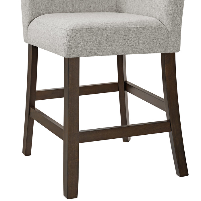 Seneca Counter 3PC Corner Bench with Grey Fabric in Brown - In Home Furniture (San Antonio, TX)