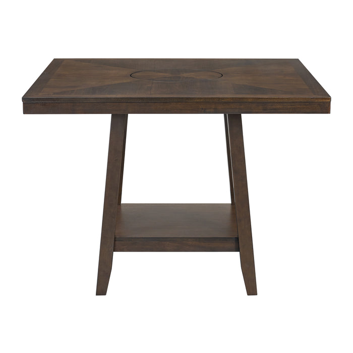 Seneca Square Counter Table with Lazy Susan in Brown - In Home Furniture (San Antonio, TX)