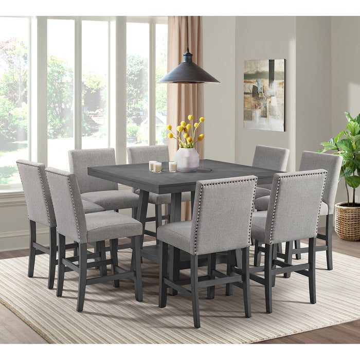 Seneca Square Counter Table with Lazy Susan in Grey - In Home Furniture (San Antonio, TX)