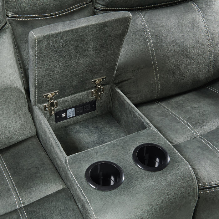 Sorrento 3PC Living Room Set in FB367 Charcoal-Sofa, Loveseat & Recliner - In Home Furniture (San Antonio, TX)