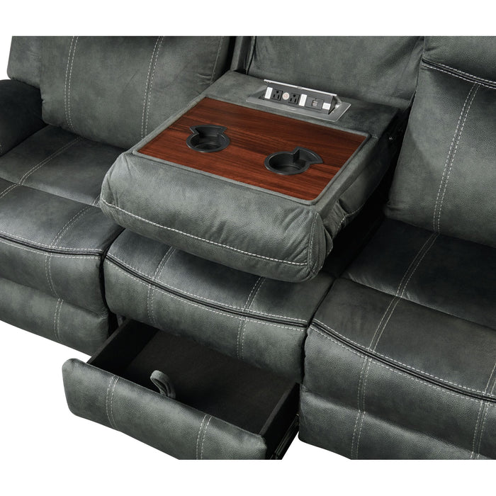 Sorrento 3PC Living Room Set in FB367 Charcoal-Sofa, Loveseat & Recliner - In Home Furniture (San Antonio, TX)
