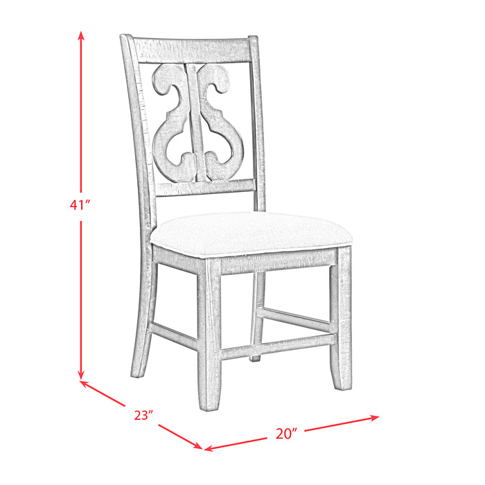 Stone Wooden Swirl Back Side Chair in White (2 Per Pack)