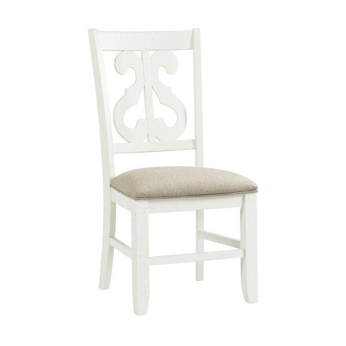 Stone Wooden Swirl Back Side Chair in White (2 Per Pack)