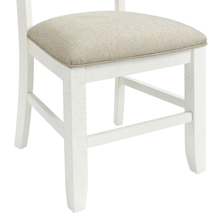 Stone Wooden Swirl Back Side Chair in White (2 Per Pack)