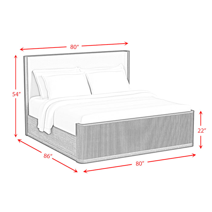 Sylvie UPH Bed with White Fabric - In Home Furniture (San Antonio, TX)