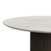 Sylvie Round End Table with White Faux Marble Top and Base in Dark Brown - In Home Furniture (San Antonio, TX)