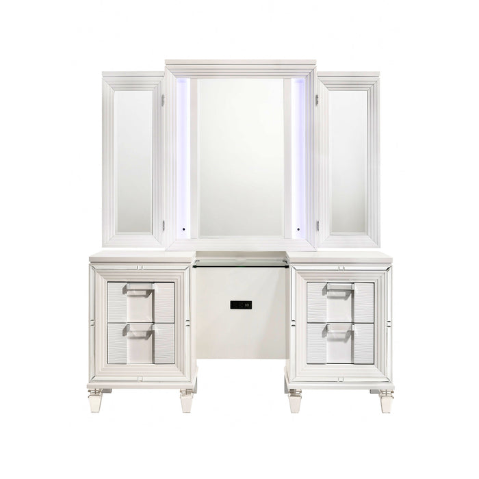 Twenty Nine Dressing Set w/LED & USB Plug White - In Home Furniture (San Antonio, TX)