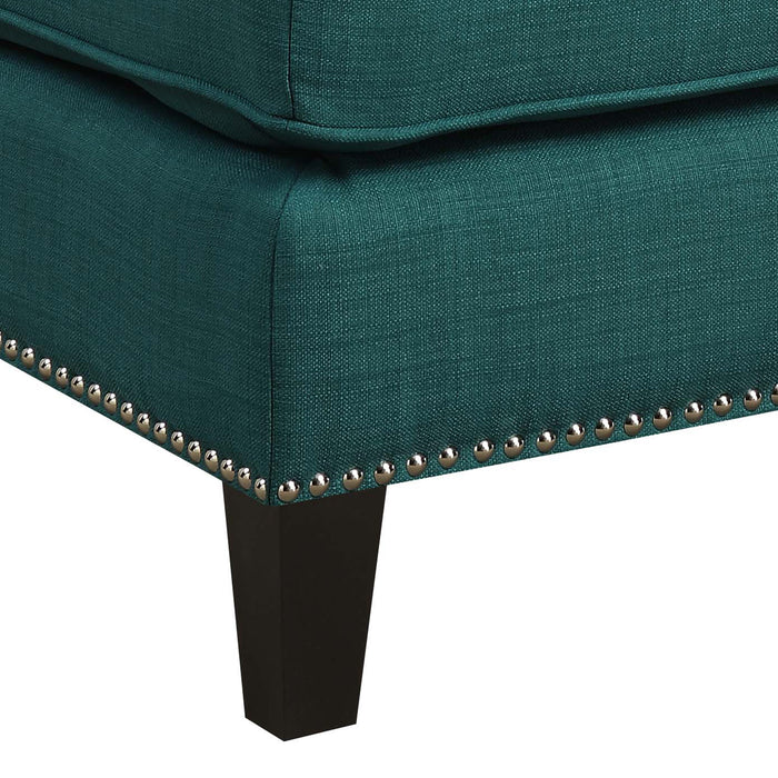 Erica 497 Ottoman W/Chrome Nail Heirloome Teal (ISTA 3) - In Home Furniture (San Antonio, TX)