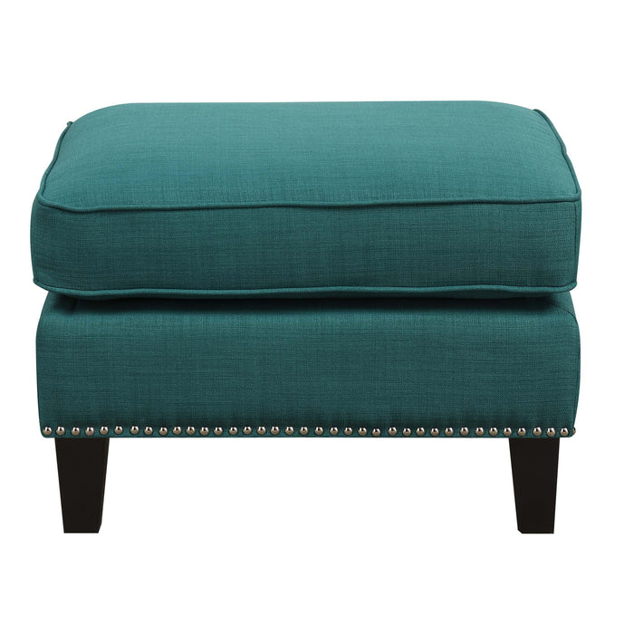 Erica 497 Ottoman W/Chrome Nail Heirloome Teal (ISTA 3) - In Home Furniture (San Antonio, TX)