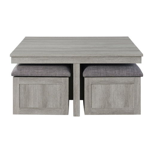 Uster Coffee Table W/Four storage Stools Grey - In Home Furniture (San Antonio, TX)