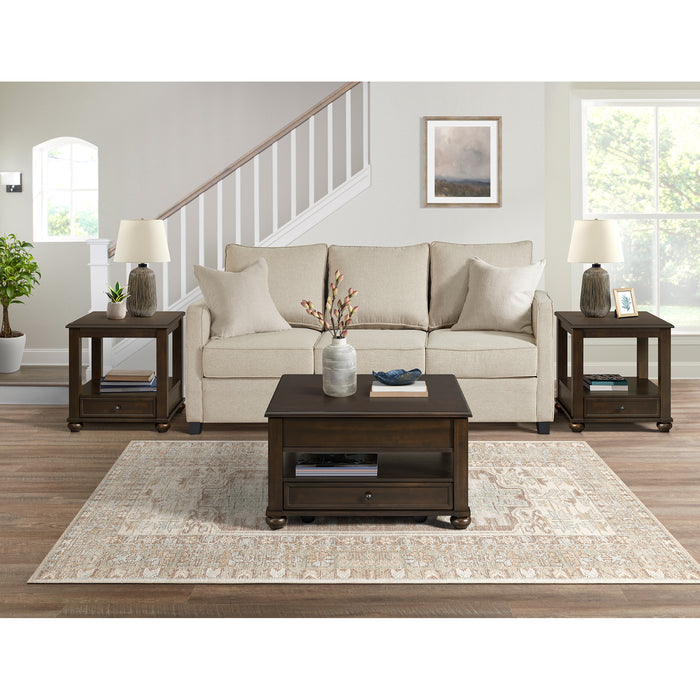 Wagner 3PC Occasional Table Set in Cherry-Square Lift-Top Coffee Table & Two End Table - In Home Furniture (San Antonio, TX)