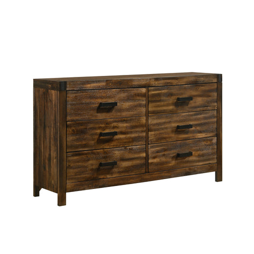 chestnut brown dresser WIAWG Brown Wood Finish 6-Drawer 63 in. x 15.7 in. x 33.1 in. Dresser, Wooden Chest of Drawers for Bedroom
