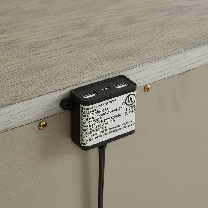 Whit-Ash Panel Bedroom Set with Door Chest - In Home Furniture (San Antonio, TX)