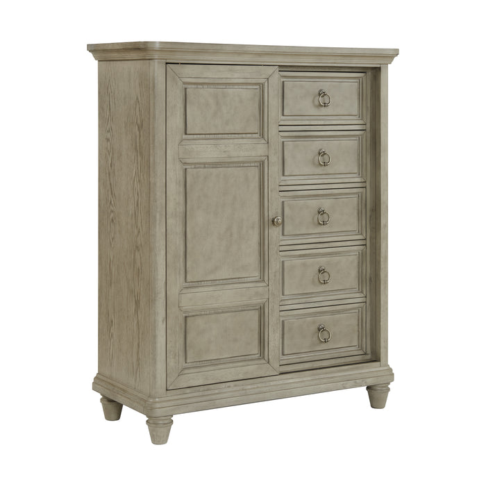 Whit-Ash Panel Bedroom Set with Door Chest - In Home Furniture (San Antonio, TX)